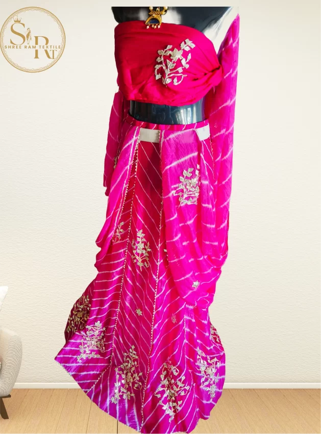 Pink Mothara Lehenga Blouse With Dupatta - Image 3