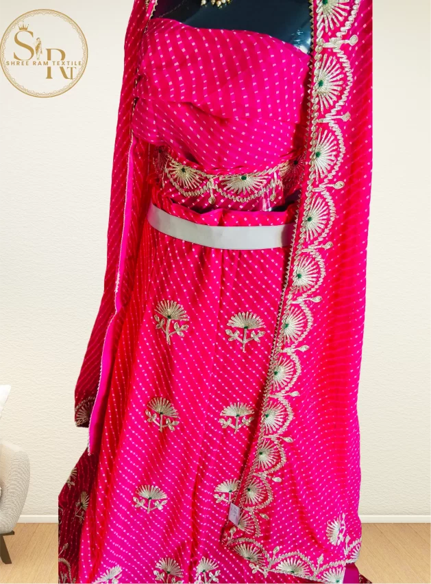 Bandhej lehenga Blouse With Dupatta Mothara - Image 2