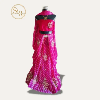 Pink Mothara Lehenga Blouse With Dupatta