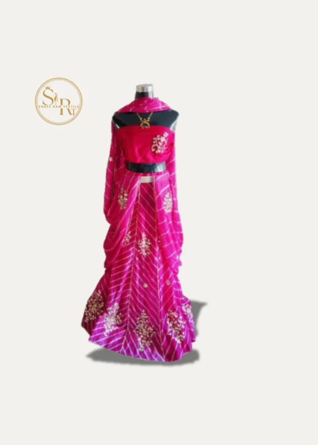 Pink Mothara Lehenga Blouse With Dupatta