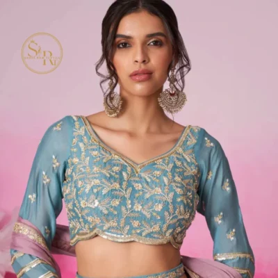 Multicolor Lehenga Georgette Work With Dupatta