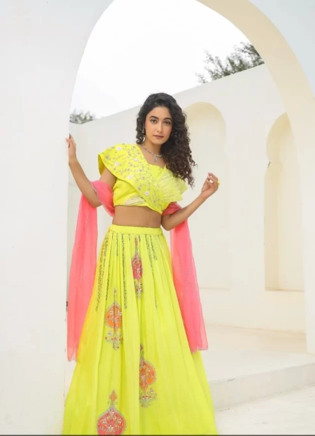 Yellow Crop Top With Tassel And Dupatta