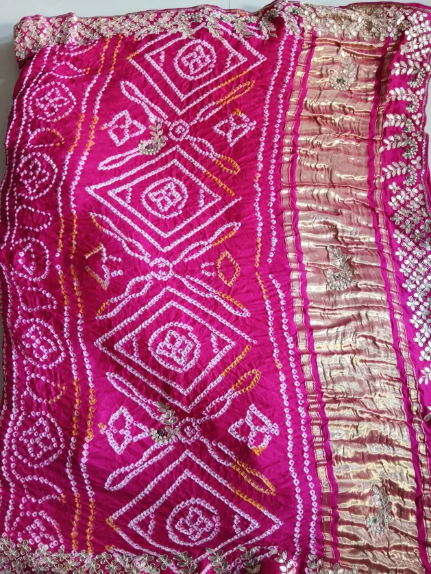 Pink Bandhej With Gota Pati Work - Image 4
